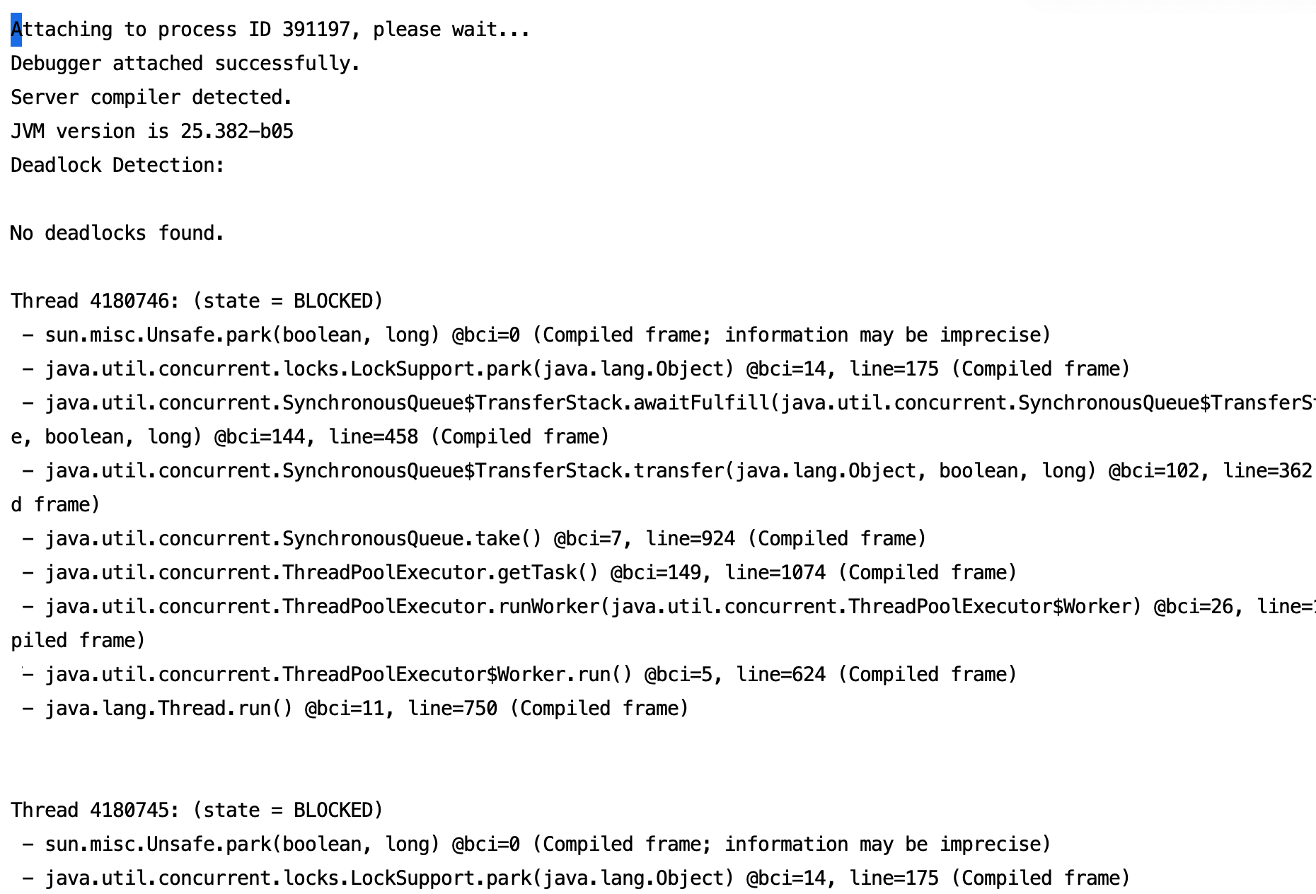 二哥的 Java 进阶之路：另外一组线程 id 的堆栈