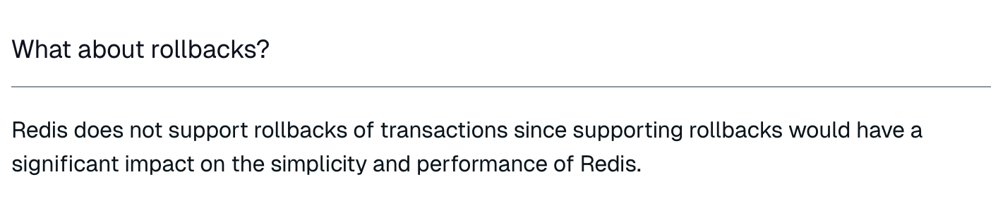 redis.io:不支持事务回滚