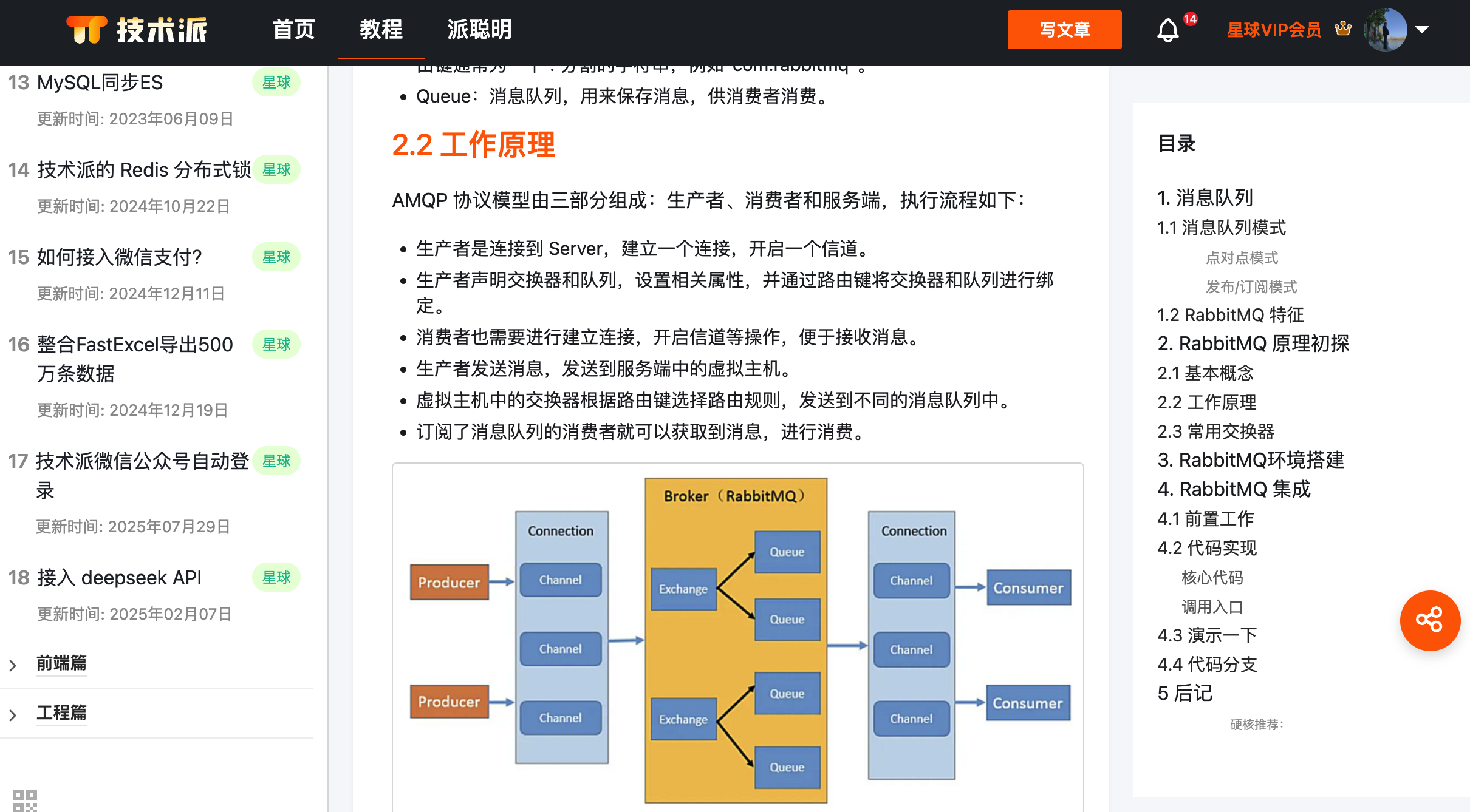 技术派用的是 RabbitMQ